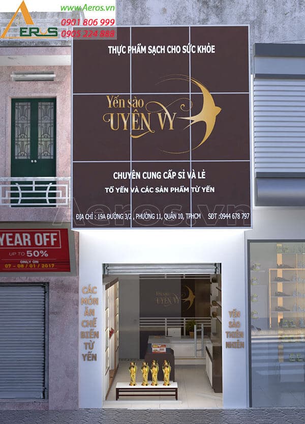 Thiết kế cửa hàng yến sào Uyên Vy tại Quận 10