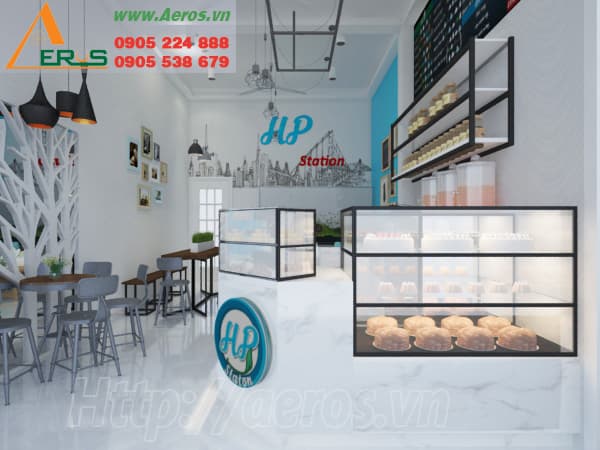 Aeros THiẾT KẾ THI CÔNG QUÁN TRÀ SỮA HP Ở TẠI QUẬN TÂN PHÚ, TPHCM